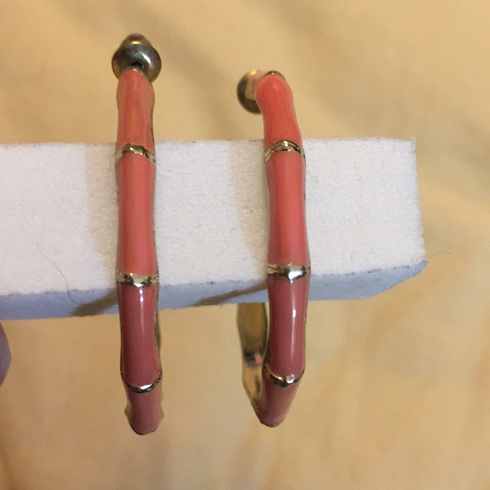 Bamboo style hoop earrings - Picture 2 of 7